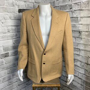 Vintage Camel Hair Two Button Single Vent Lined Sport Coat Blazer